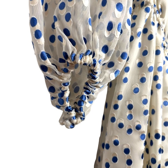 Lovers + Friends Blue & White polka Dot Stretchy Dress EUC SZM - Picture 2 of 7